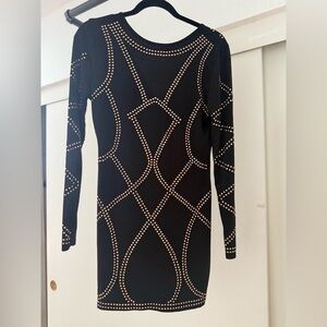 Windsor Black Geometric Studded Dress